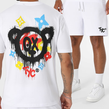 Teddy Yacht Club - Co-ord Set T-Shirt en Casual Short Monogram Cmjn Wit