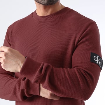 Calvin Klein - T-Shirt Manga Comprida Waffle RC003 Bordô
