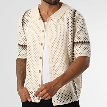Frilivin - Blouse Korte Mouwen Haken 223 Beige