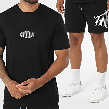 Vald - Ensemble Tee Shirt Et Short Jogging Pandemonium Noir Blanc