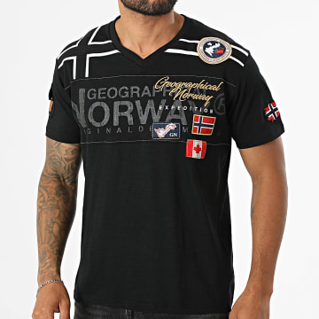 Geographical Norway - T-Shirt V-Hals Jaradock Zwart