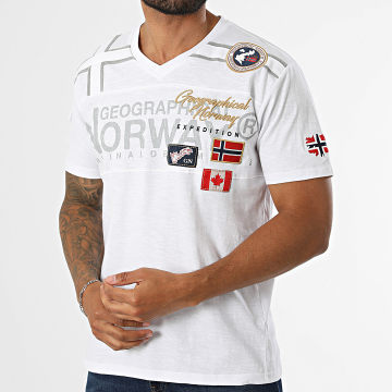 Geographical Norway - T-Shirt V-Hals Jaradock Wit