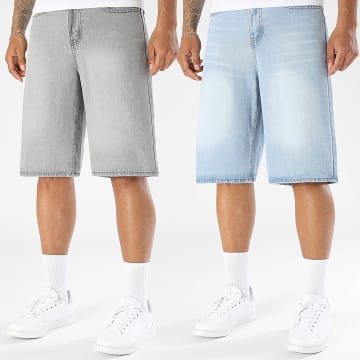 LBO - Lot De 2 Shorts En Jean Baggy Fit 0031 0043 Gris Clair Bleu Clair