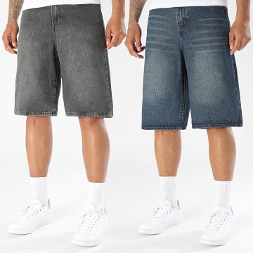 LBO - Pack van 2 Jeans Shorts Baggy Fit 0033 0029 Donkerblauw Antracietgrijs