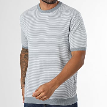 Mackten - T-Shirt Maglia A Righe 592 Grigio Bianco