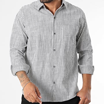 Mackten - Camicia Maniche Lunghe A Righe 377 Nero Bianco