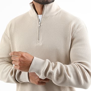 LBO - Jersey Cuello con Cremallera Punto Waffle 4259 Beige