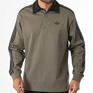 Adidas Originals - Polo met lange mouwen 3 Strepen Rugby Longsleeve KE4113 Kaki groen