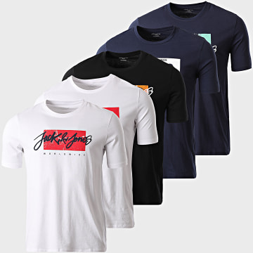 Jack And Jones - Pack de 5 Camisetas Tiley Nolan Blanco Azul Marino Negro