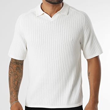 Jack And Jones - Polo Manches Courtes Maille Marina Beige Clair