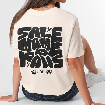 Sale Môme Paris - Tee Shirt Oversize Femme Bubble Back Beige Noir