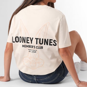 Looney Tunes - Tee Shirt Overisze Femme Represent Bugs Bunny Beige Chiné