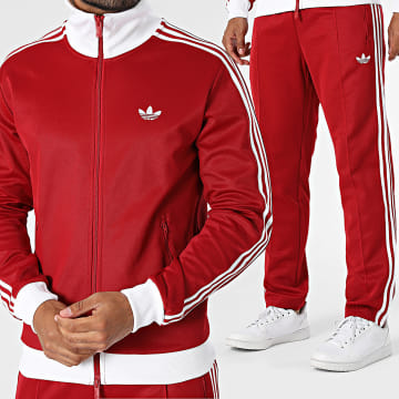 Adidas Originals - Ensemble De Survetement A Bandes Beckenbauer TP KW0119 KW0120 Rouge Blanc