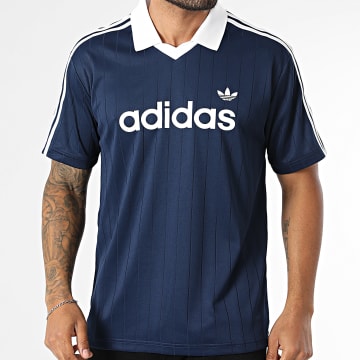 Adidas Originals - Maillot Col V A Bandes Jersey KS7456 Bleu Marine Blanc