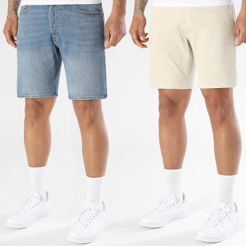 Jack And Jones - Pack of 2 Jean Regular Fit Rick Original Shorts Blue Denim Beige