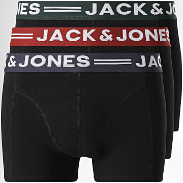 Jack And Jones - Pack de 3 Boxers Sense Negro Burdeos Verde Azul Marino
