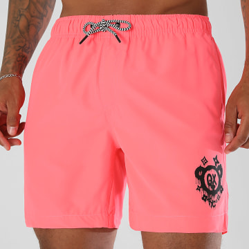 Teddy Yacht Club - Short De Bain Monogram Rose Fluo Noir