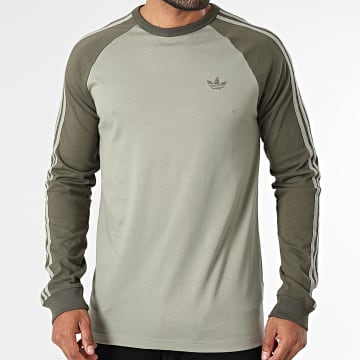 Adidas Originals - Camiseta Manga Larga con Bandas 3 Stripes KT5062 Verde Caqui
