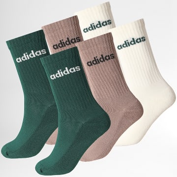 Adidas Sportkleding - Pack van 6 paar sokken Lin Crew KQ6794 Lichtbeige Donkergroen Bruin