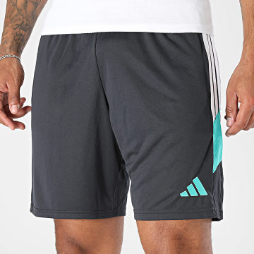 Adidas Performance - Pantalón Corto de Chándal con Bandas Tiro Essential KS5882 Gris Antracita Blanco Turquesa