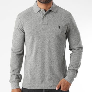 Polo Ralph Lauren - Polo Lange Mouwen Custom Slim Fit Original Player Gemêleerd Grijs