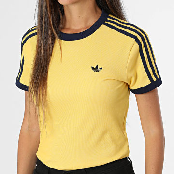 Adidas Originals - Camiseta Mujer A Rayas 3 Stripes Cali KS9990 Amarillo Azul Marino