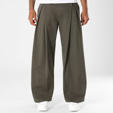 LBO - Pantalone Elegante Largo Con Piega 2835 Verde Kaki