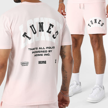 Looney Tunes - Ensemble Tee Shirt Et Short Jogging Bugs Bunny Folk Rose Clair