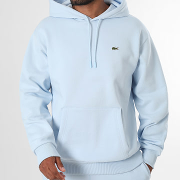 Lacoste - Sweat Capuche Classic Fit Logo Brodé Crocodile Bleu Clair