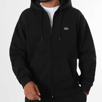 Lacoste - Sweat Capuche Zippé Classic Fit Logo Brodé Crocodile Noir