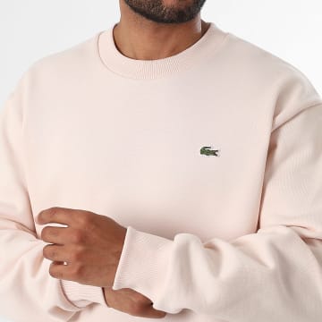 Lacoste - Sweat Crewneck Classic Fit Logo Brodé Crocodile Rose