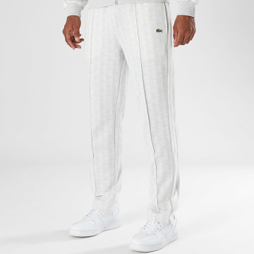 Lacoste - Broek Jogging Met Strepen Logo Geborduurd Krokodil The Blend Lichtbeige Grijs