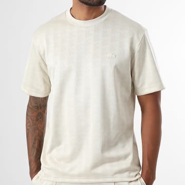 Lacoste - Tee Shirt The Blend Logo Brodé Crocodile Ton Sur Ton Beige