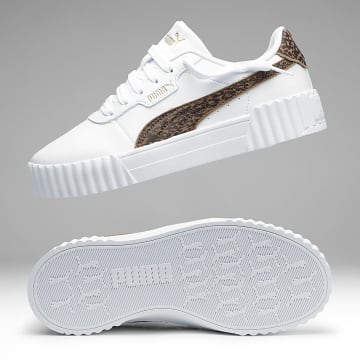 Puma - Baskets Femme Carina 3.0 Feline 408254 Puma White Soft Taupe