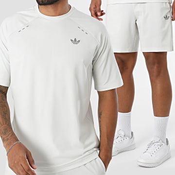 Adidas Originals - Conjunto Camiseta y Pantalón Corto Tech Trefoil Essentials KT2347 KT2356 Beige Claro