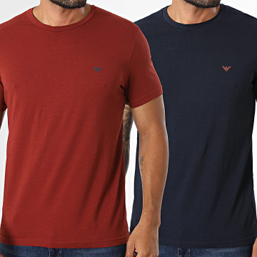 Emporio Armani - Pack de 2 T-Shirts EM000391-AF25017 Azul Marinho Vermelho Tijolo