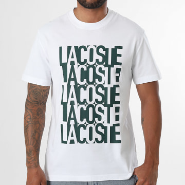 Lacoste - Tee Shirt Classic Fit Logo Lacoste Blanc Vert