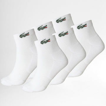 Lacoste - Lot De 6 Paires De Chaussettes Logo Crocodile Blanc