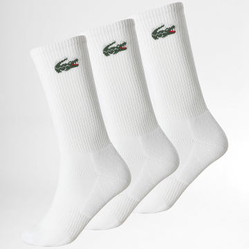 Lacoste - Pack de 3 Pares de Calcetines Logo Cocodrilo Blanco