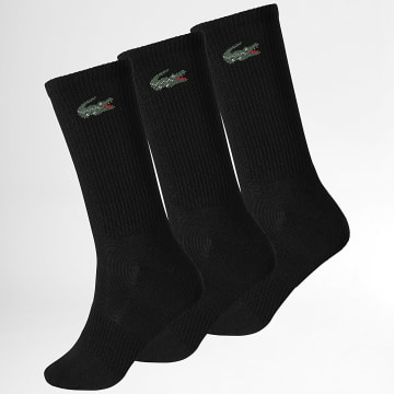 Lacoste - Pack de 3 Pares de Calcetines Logo Cocodrilo Negro