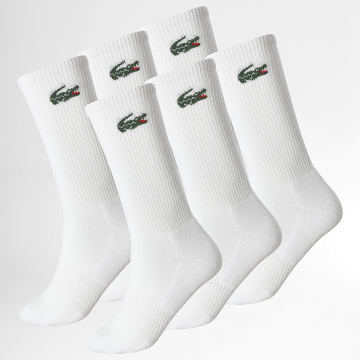 Lacoste - Pack di 6 Paia di Calze Logo Coccodrillo Bianco