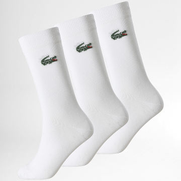 Lacoste - Lot De 3 Paires De Chaussettes Logo Crocodile Blanc