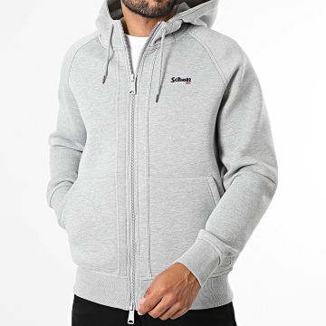 Schott NYC - Sudadera con cremallera y capucha SW4021 Gris Jaspeado