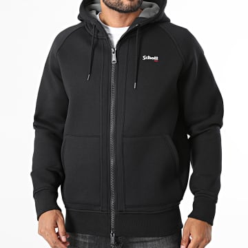 Schott NYC - Sudadera con cremallera y capucha SW4021 Negro