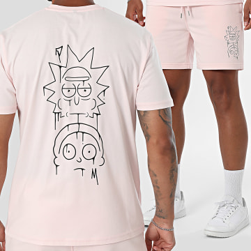 Rick Et Morty - Ensemble Tee Shirt Et Short Jogging Graff Rose Clair