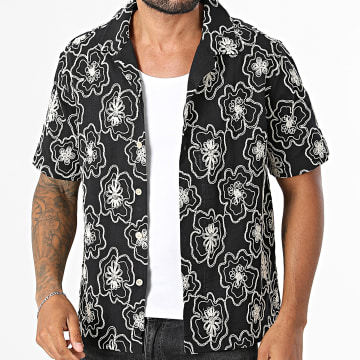 Uniplay - Shirt Short Sleeve Linen 101 Beige Black Floral