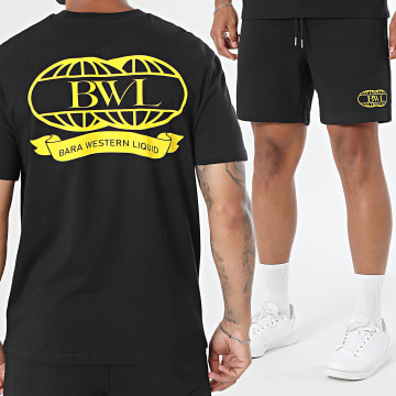 RDN x BWL - Ensemble Tee Shirt Et Short Jogging Bara Western Liquid Noir Jaune