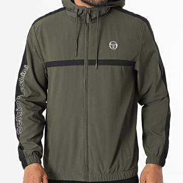 Sergio Tacchini - Chaqueta Capucha con Cremallera y Bandas Crannie 41554 Verde Kaki Negro