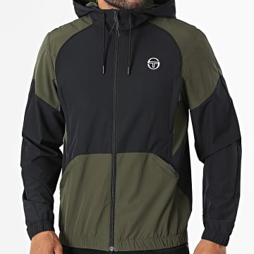 Sergio Tacchini - Chaqueta Zippé con Capucha Grecale 41725 Verde Kaki Negro