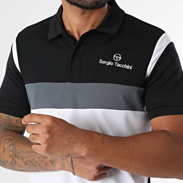 Sergio Tacchini - Polo de manga corta Musa 41729 Negro Gris Oscuro Blanco